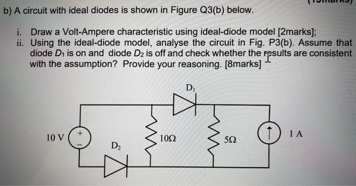 Solved b) A circuit with ideal diodes is shown in Figure | Chegg.com