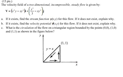 Solved The velocity field of a two-dimensional, | Chegg.com