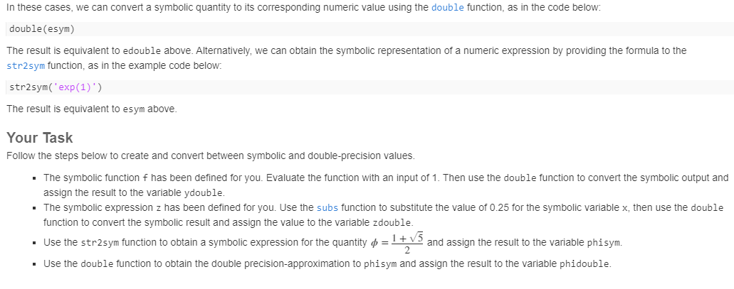 Solved Converting Between Symbolic and Numeric Values O | Chegg.com