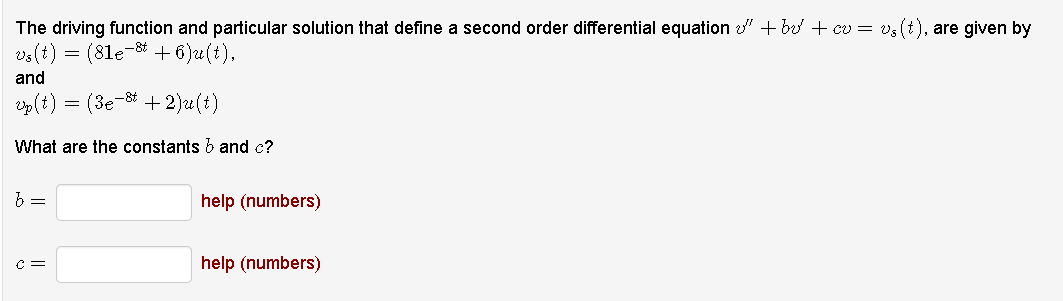 Solved The driving function and particular solution that | Chegg.com