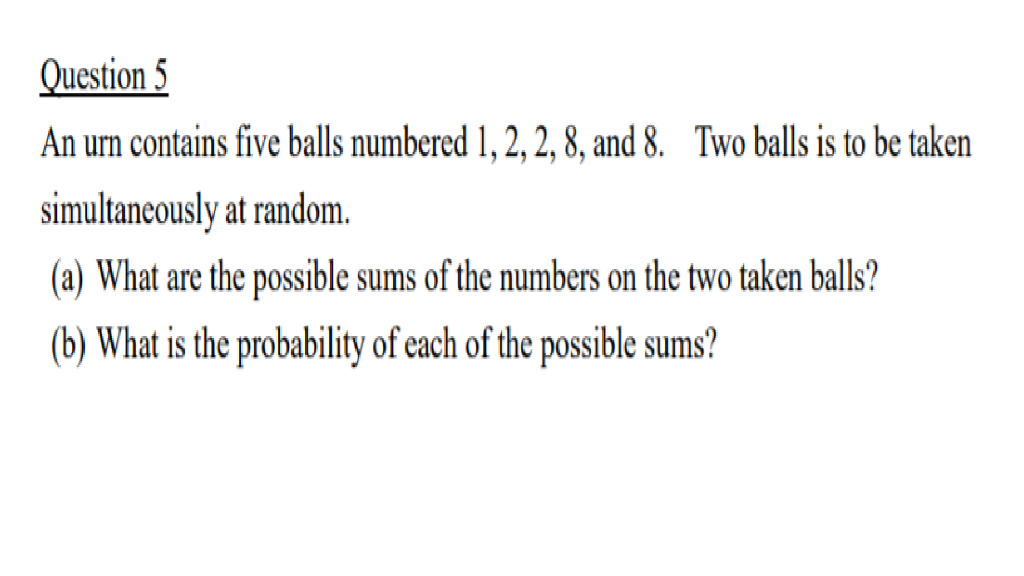 Solved Question 5 An urn contains five balls numbered 1, 2, | Chegg.com