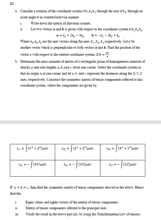 Solved A. Consider A Rotation Of The Coordinate System | Chegg.com