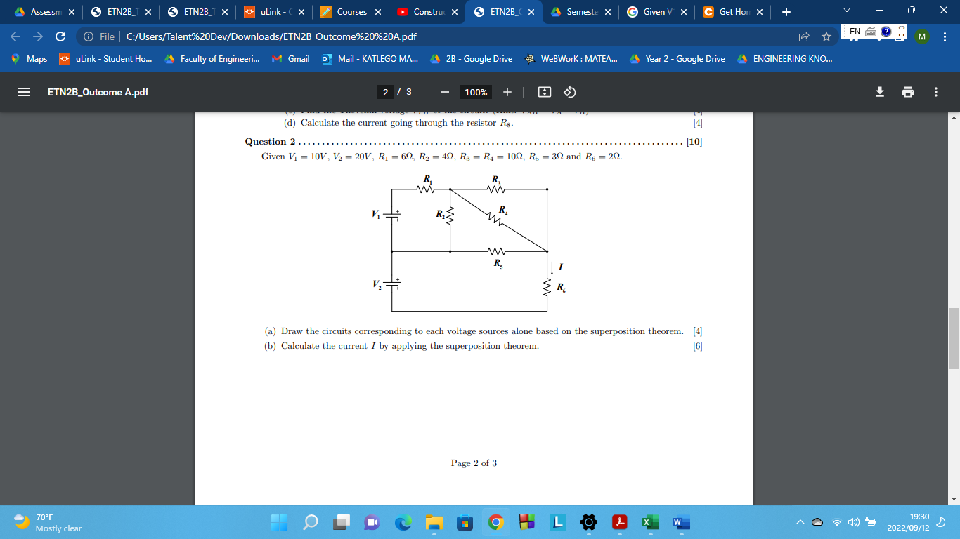 Solved Question 1 Given The Following Values V1=12 | Chegg.com