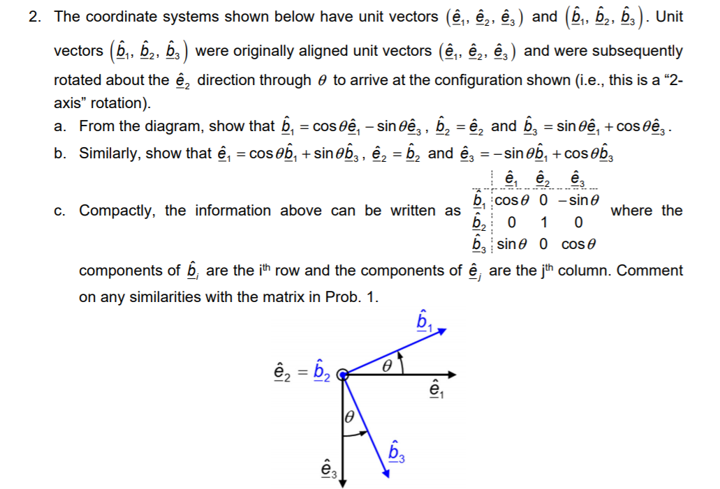 Solved 2. The coordinate systems shown below have unit | Chegg.com