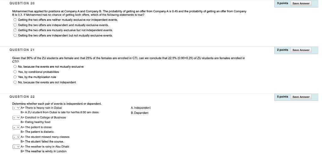 Solved Mohammed has applied for positions at Company A and | Chegg.com