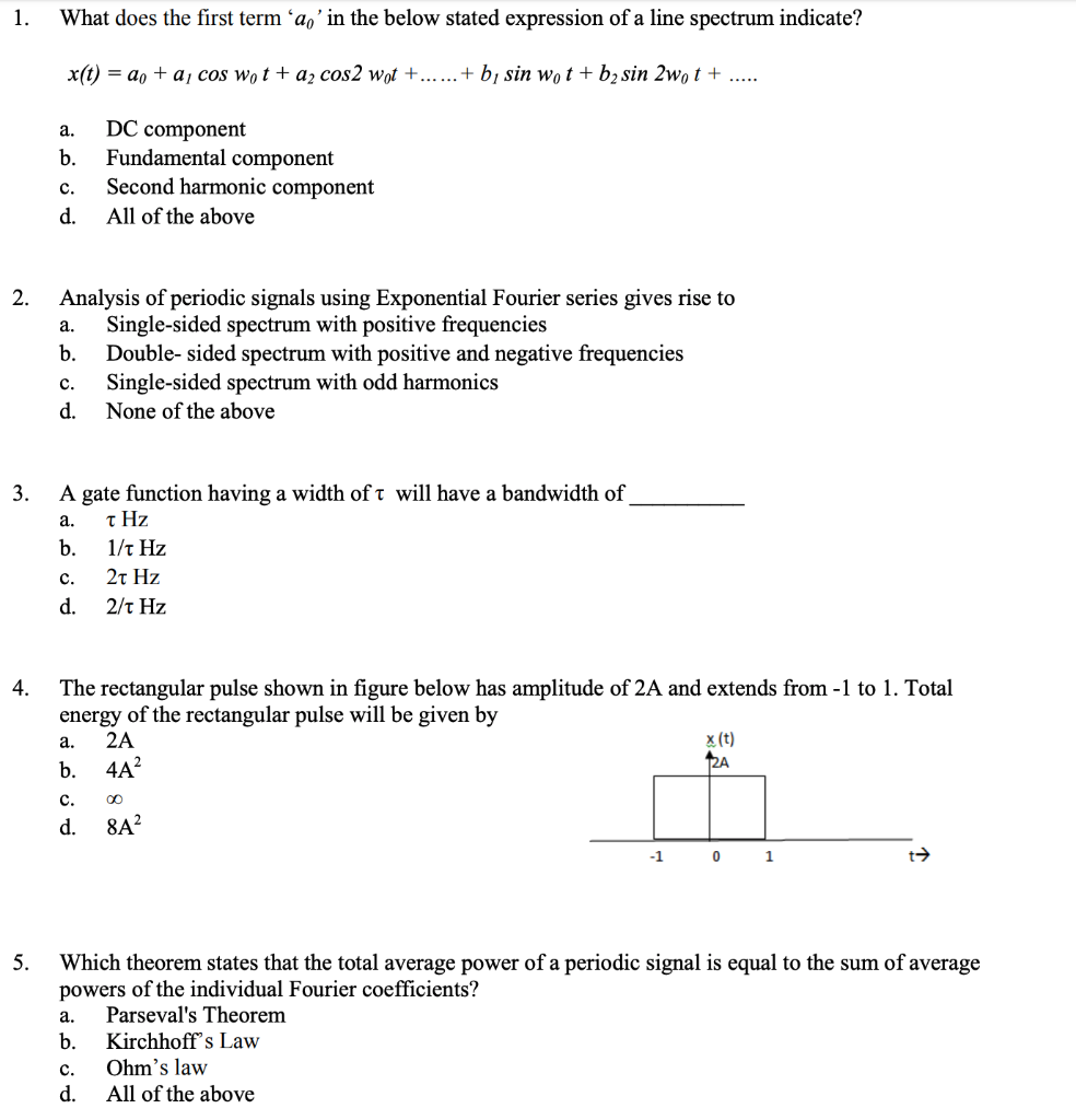 Solved 1 What Does The First Term Ao In The Below Stat Chegg Com