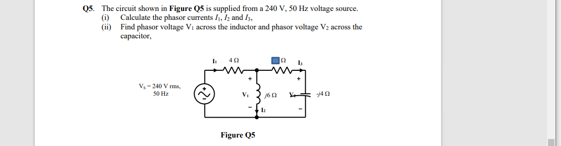 Solved Q5. The circuit shown in Figure Q5 is supplied from a | Chegg.com