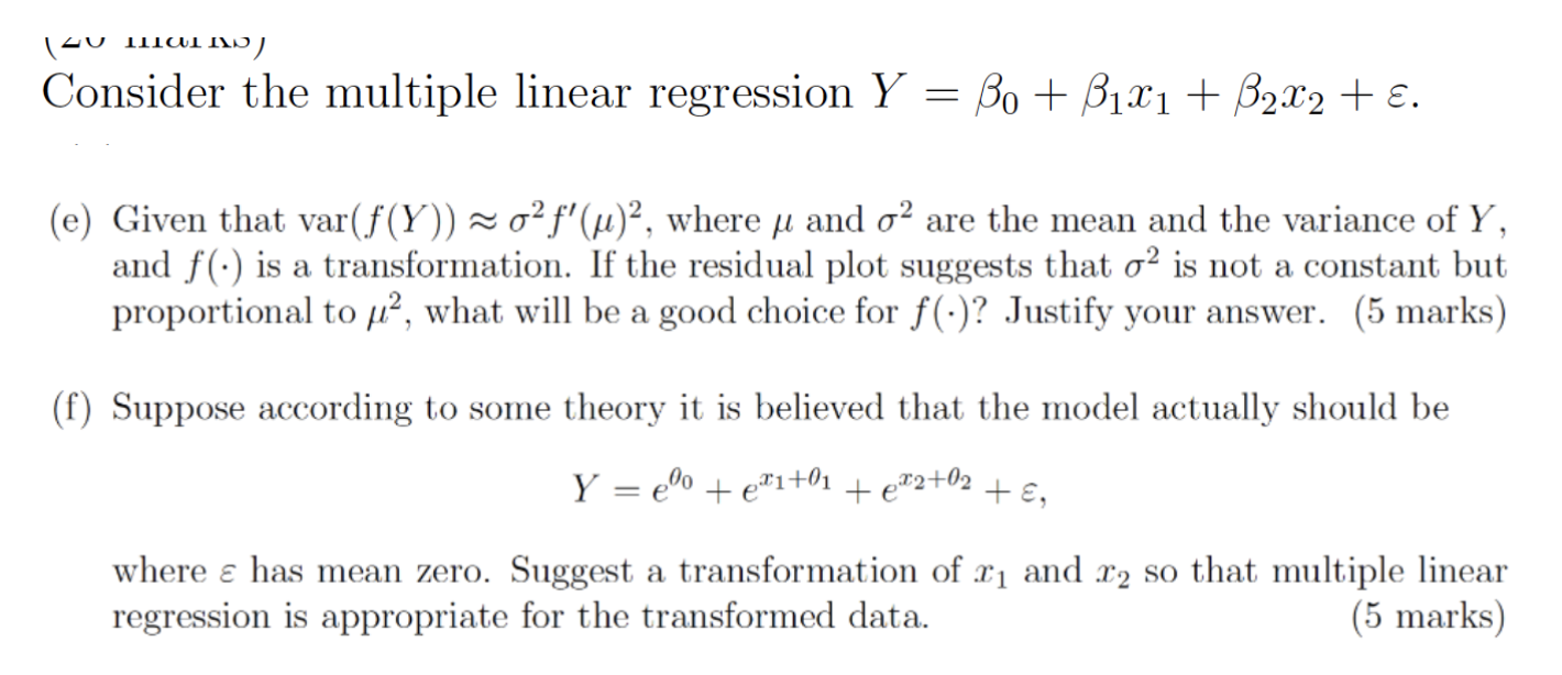 Solved Consider The Multiple Linear Regression | Chegg.com