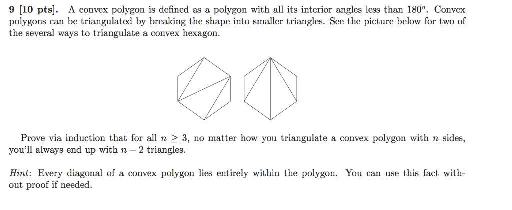 Solved 9 10 Pts A Convex Polygon Is Defined As A Polyg