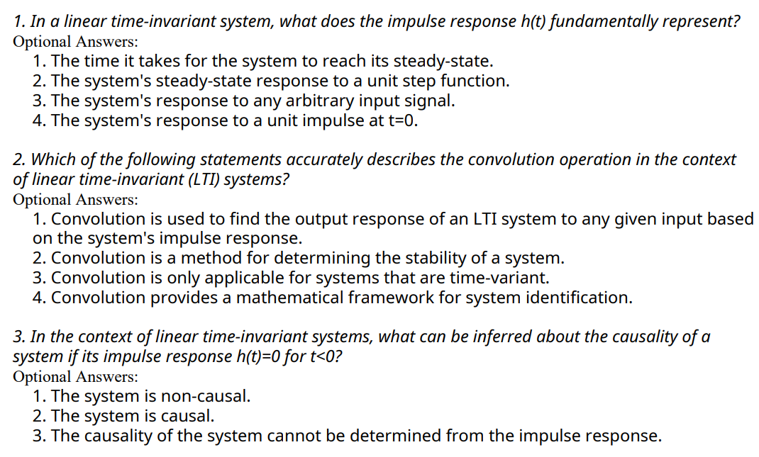 Solved 1. In a linear time-invariant system, what does the | Chegg.com