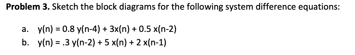 Solved Problem 3. Sketch The Block Diagrams For The | Chegg.com