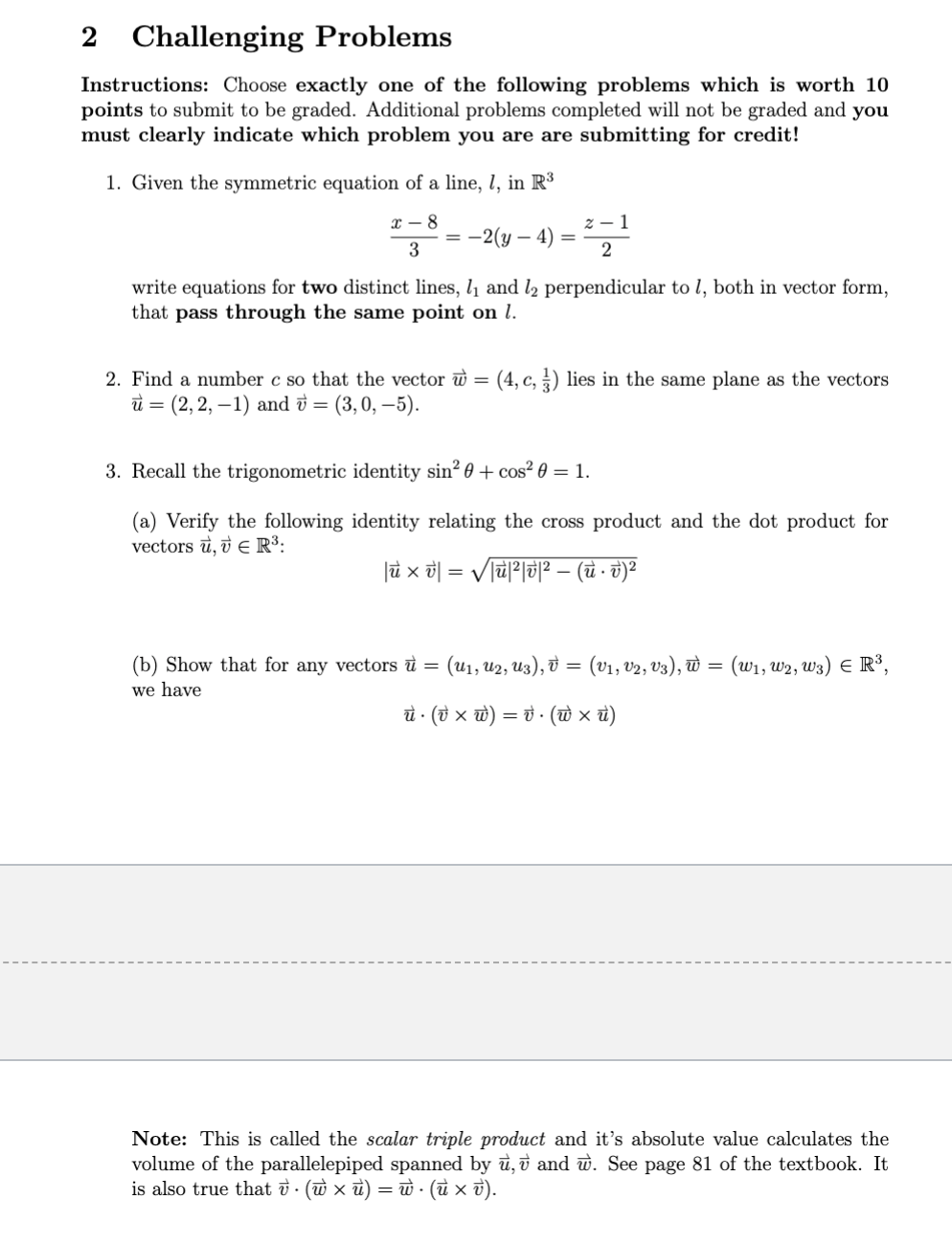 Solved 2 Challenging Problems Instructions: Choose exactly | Chegg.com