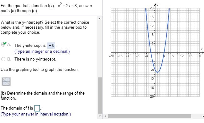 Solved For The Quadratic Function F X X2 2x 8 Answer Chegg Com