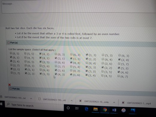 Solved Message Roll Two Fair Dice. Each Die Has Six Faces • | Chegg.com