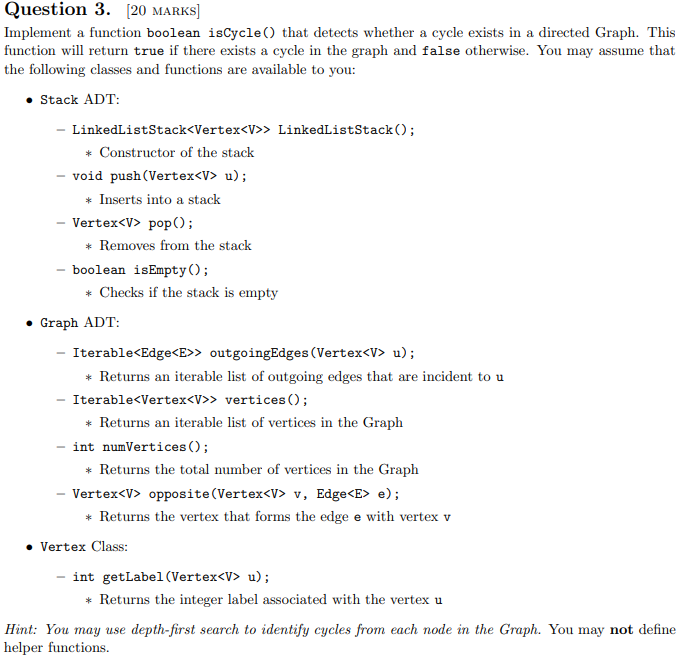 Solved Question 3. [20 MARKS] Implement a function boolean | Chegg.com