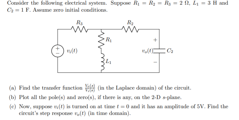 Solved t = 0 + vi } R m L For the above circuit, V = 2V, R =