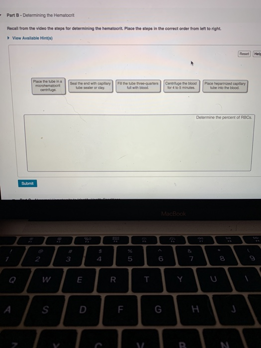 Solved Part B- Determining The Hematocrit Recall From The | Chegg.com