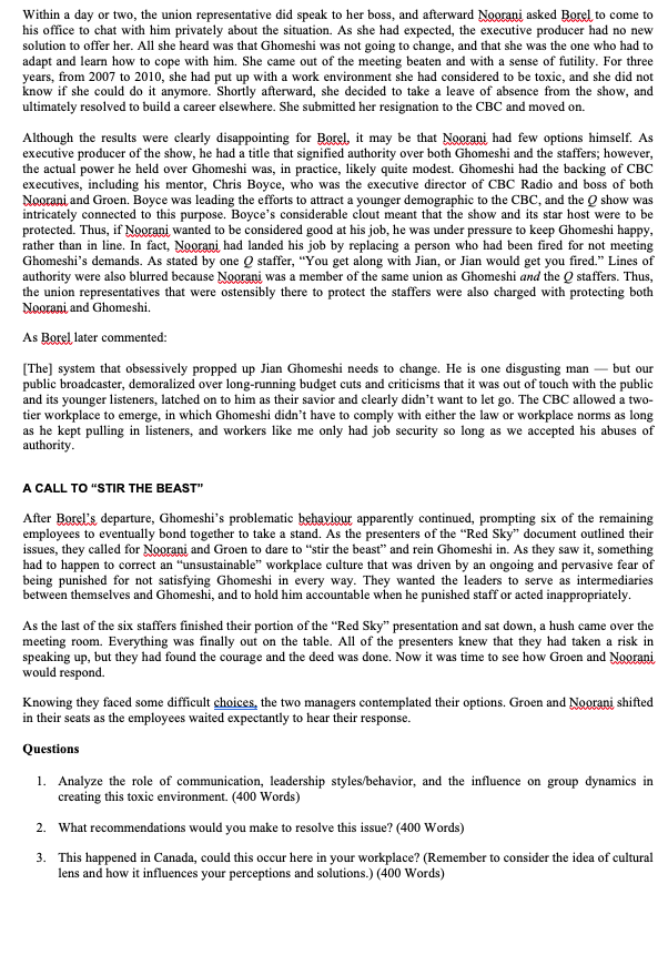 Solved Critical Thinking Exercise Analyze the following case | Chegg.com