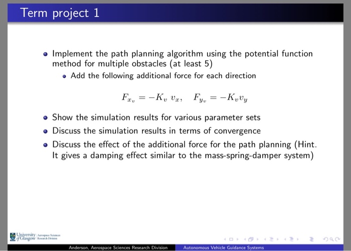Solved Term project 1 o Implement the path planning | Chegg.com