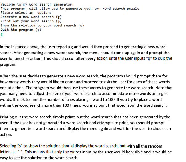  Solved Java Program Assignment Task Create Basic Word Search Generator Word Search Puzzle