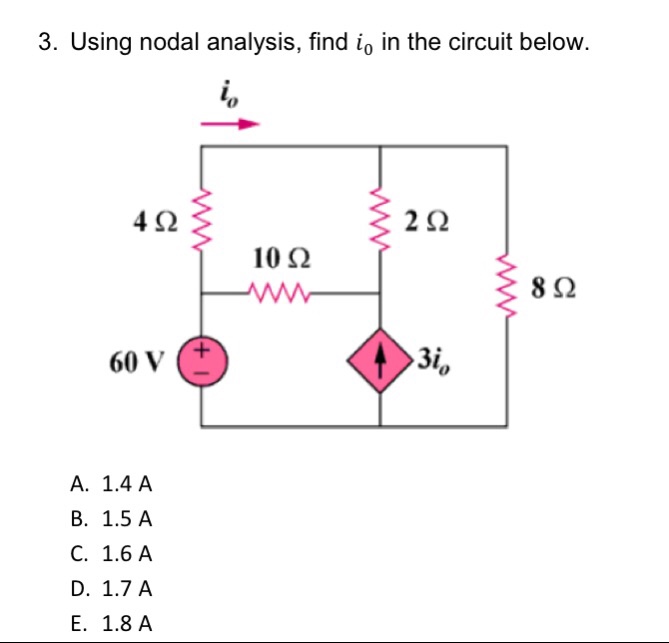 Solved 3 Using Nodal Analysis Find Io In The Circuit Below