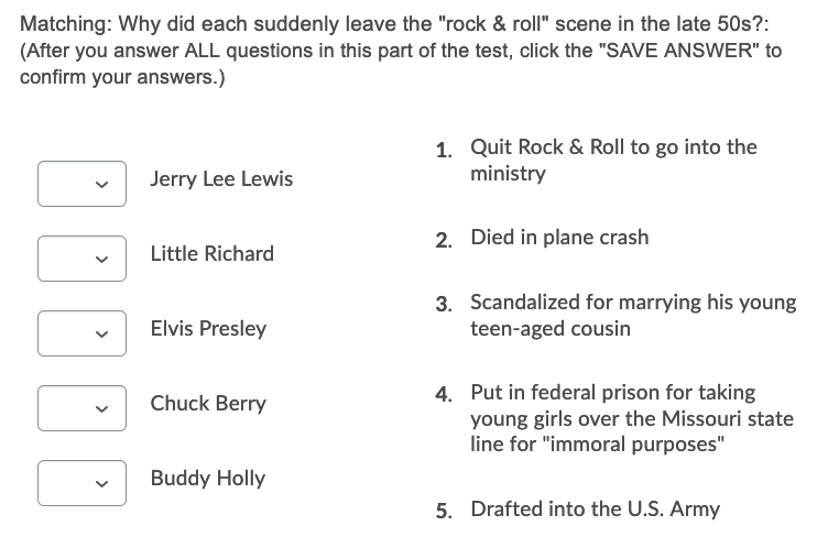 Solved Matching Why Did Each Suddenly Leave The rock Chegg