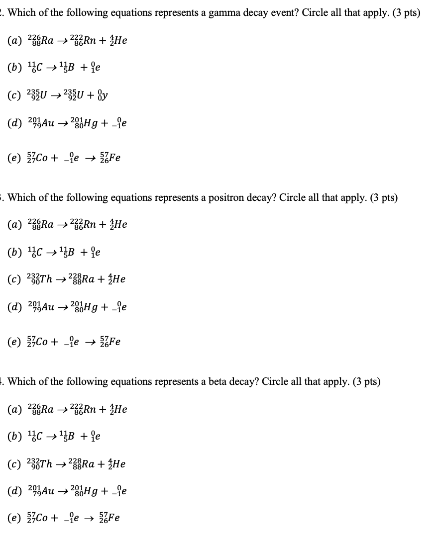 Solved Which of the following equations represents a gamma | Chegg.com