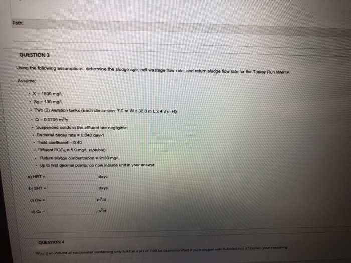 Solved Path Question 3 Using The Following Assumptions 