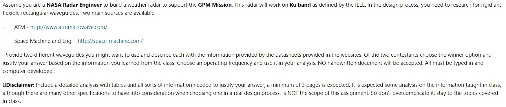 Solved Assume you are a NASA Radar Engineer to build a | Chegg.com