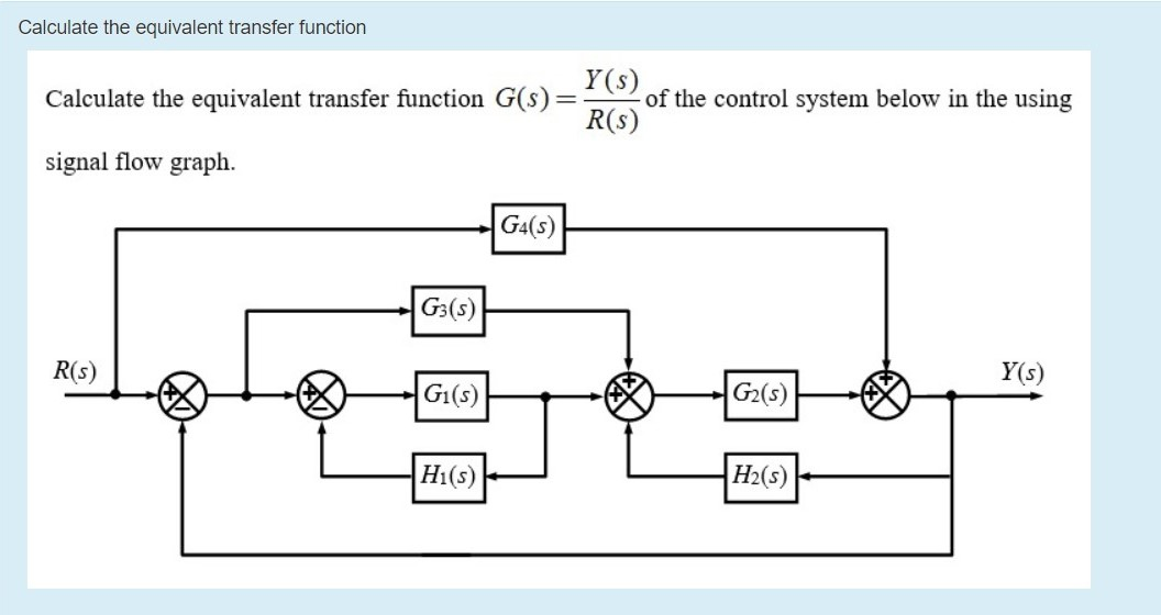 Solved Calculate The Equivalent Transfer Function Calculate 