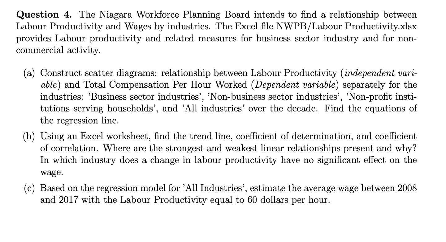 Solved Question 4. The Niagara Workforce Planning Board