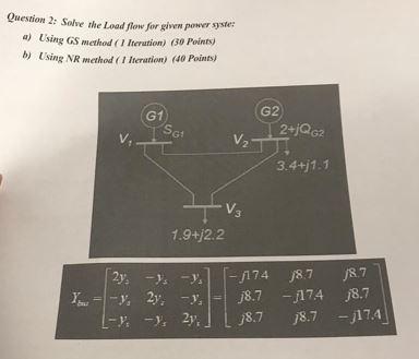 Solved Question 2: Solve the Load flow for given power | Chegg.com
