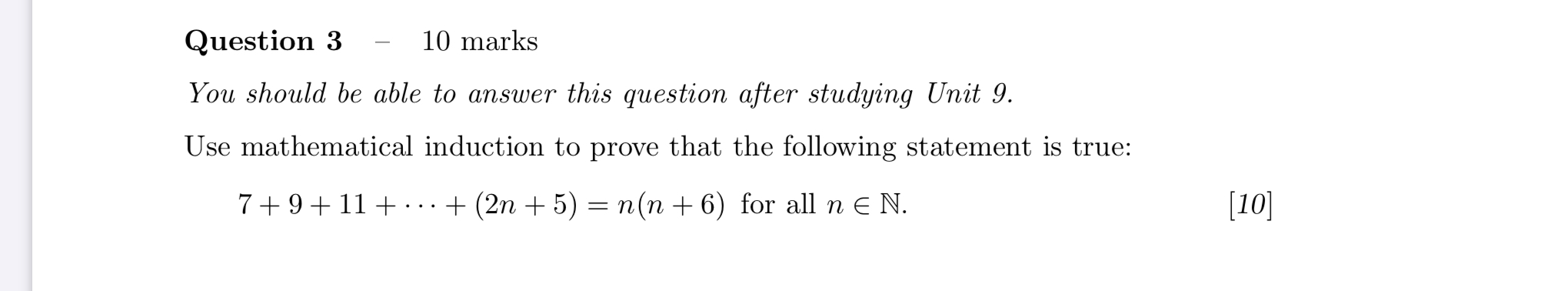 Solved Question 3 10 marks You should be able to answer this | Chegg.com
