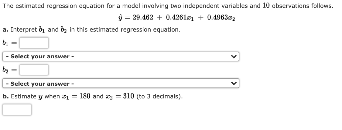 Solved The Estimated Regression Equation For A Model