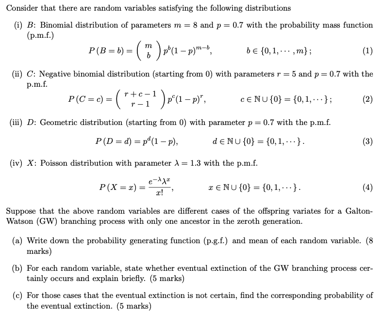 Solved Consider that there are random variables satisfying | Chegg.com