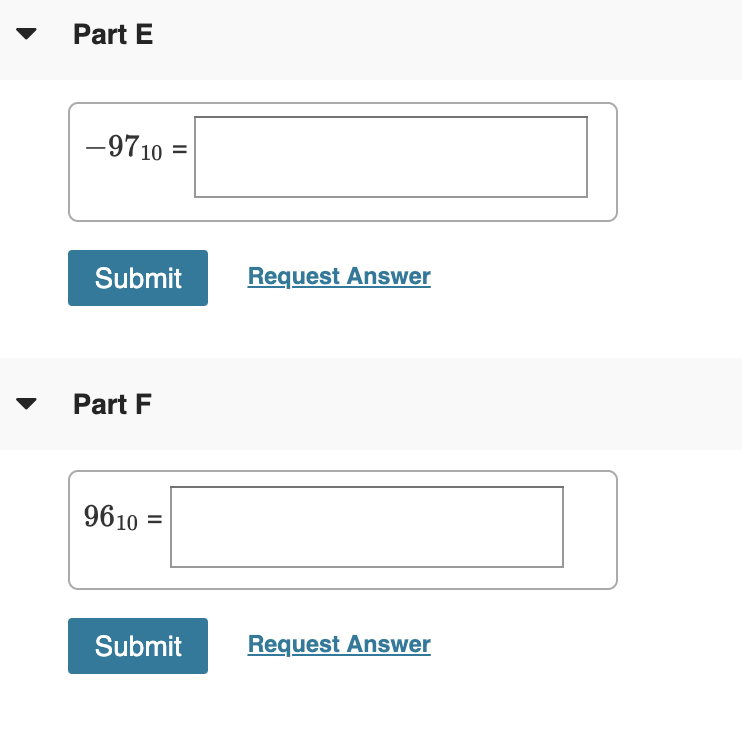 Solved Write each of the following decimal numbers as an | Chegg.com