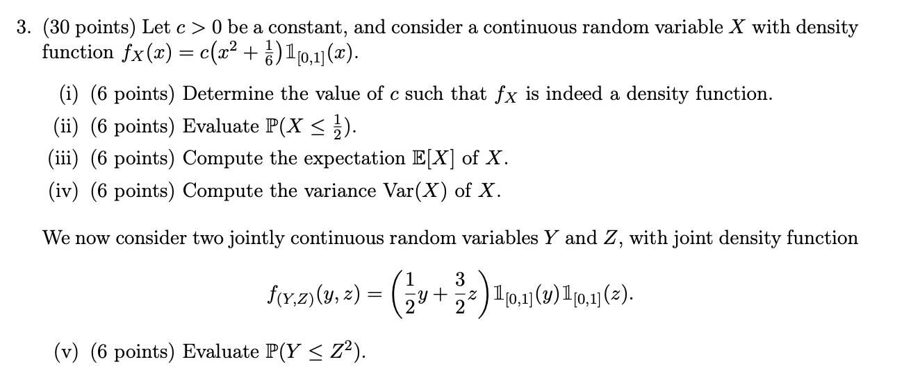 Solved 3. (30 points) Let c> 0 be a constant, and consider a | Chegg.com