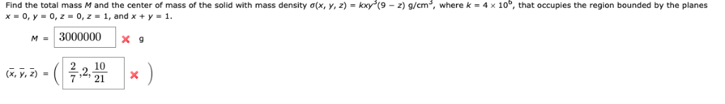 Solved Find the total mass M and the center of mass of the | Chegg.com