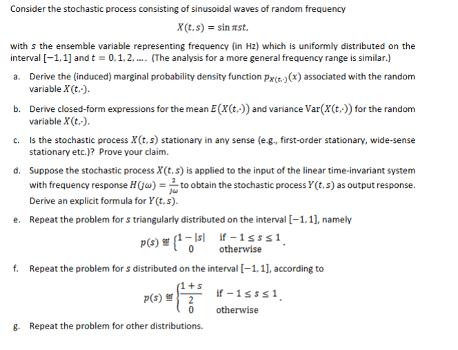 Consider the stochastic process consisting of | Chegg.com