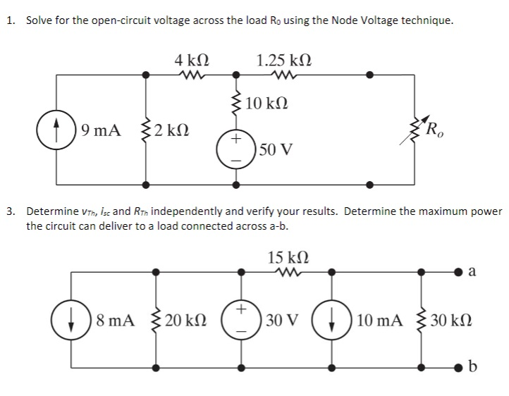 Solved 1. Solve for the open-circuit voltage across the load | Chegg.com