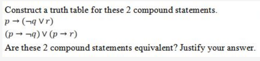 Solved Construct a truth table for these 2 compound | Chegg.com
