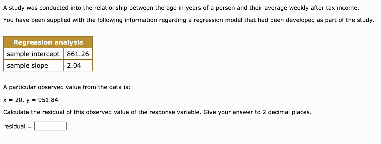 Solved A study was conducted into the relationship between | Chegg.com