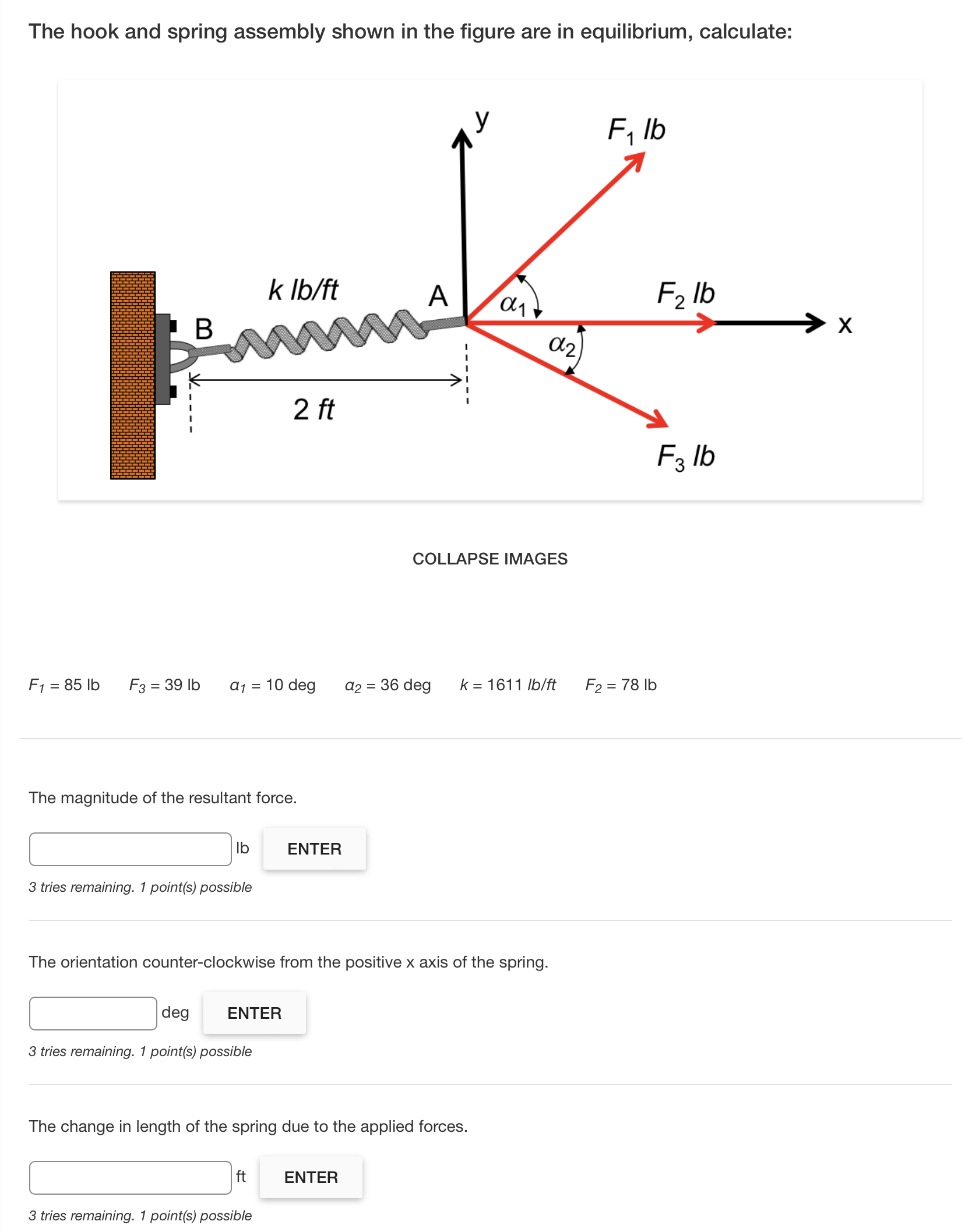 Solved The hook and spring assembly shown in the figure are | Chegg.com