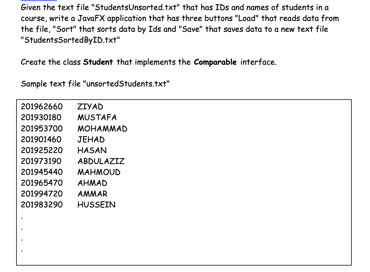 Solved Given The Text File "StudentsUnsorted.txt" That Has | Chegg.com