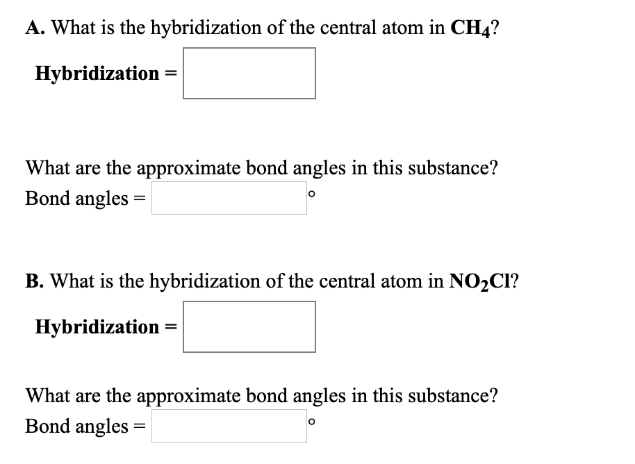 Solved A. What is the hybridization of the central atom in | Chegg.com