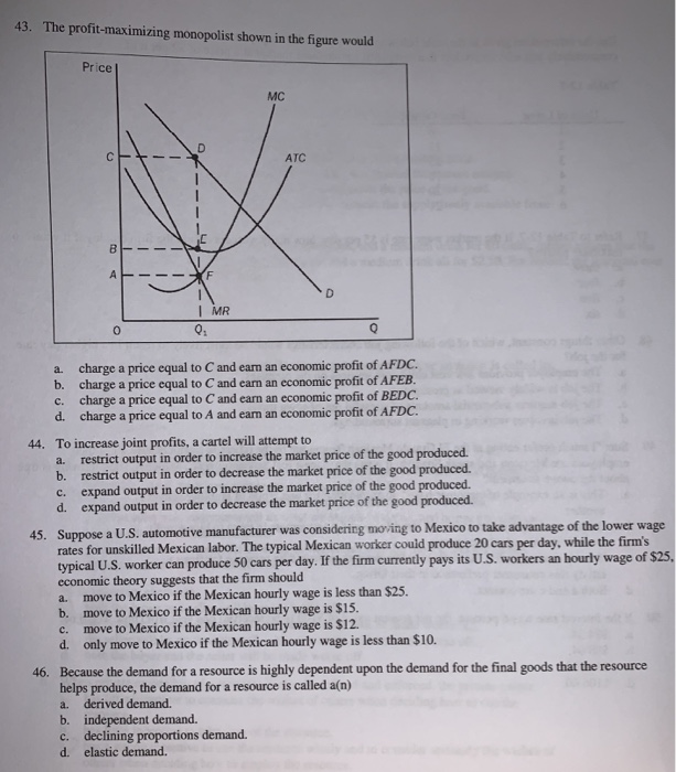 Solved . The figure show s a representative firm in a | Chegg.com
