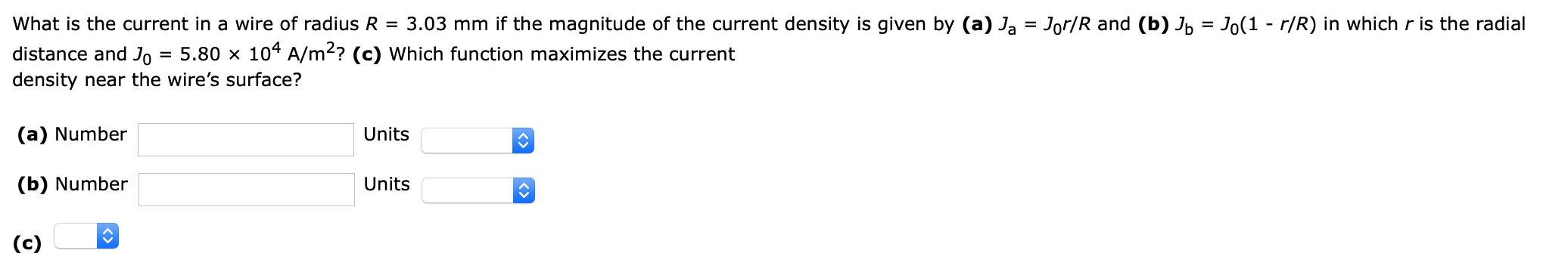 Solved What is the current in a wire of radius R = 3.03 mm | Chegg.com