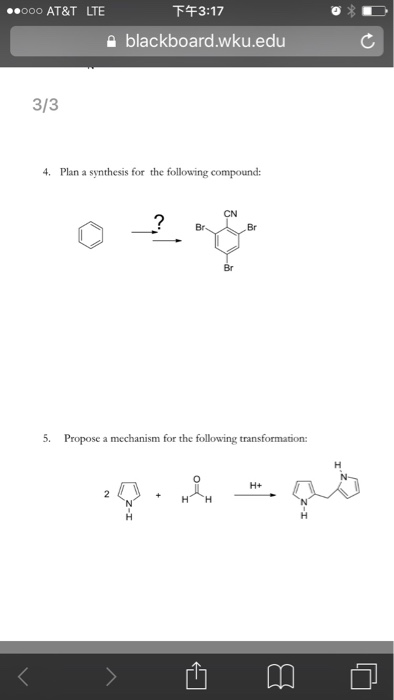 Solved Plan A Synthesis For The Following Compound: Propose | Chegg.com