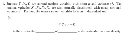 Solved 1. Suppose Y, Y, Ys are normal random variables with | Chegg.com
