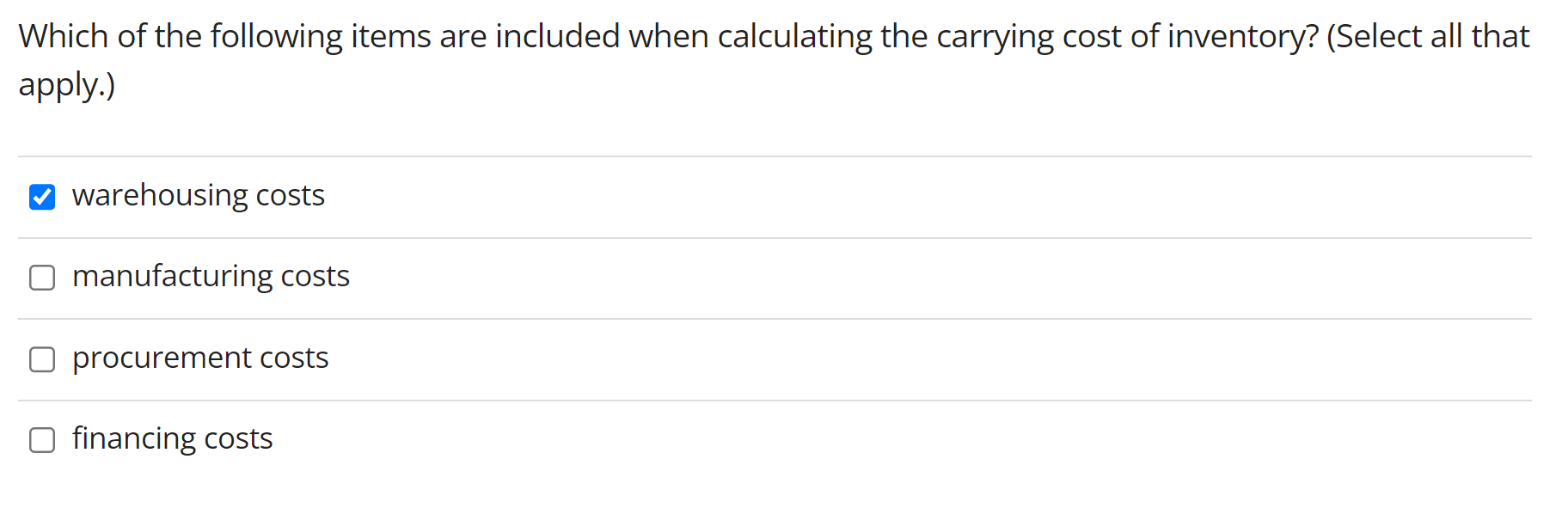 Solved Which Of The Following Items Are Included When | Chegg.com